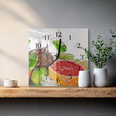 Glasuhr quadratisch Obst
