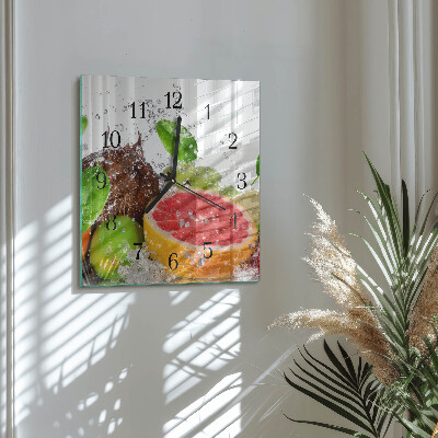 Glasuhr quadratisch Obst