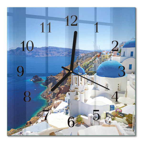 Quadratische wanduhr modern Santorini