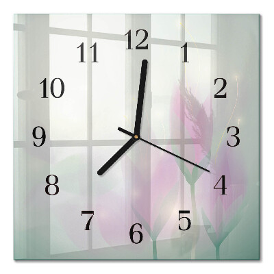Quadratische wanduhr Blumen