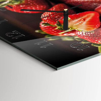 Quadratische wanduhr Erdbeeren