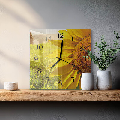 Quadratische wanduhr Sonnenblume