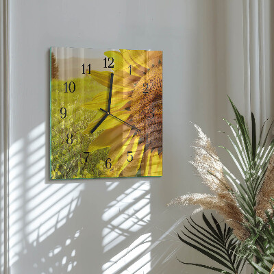Quadratische wanduhr Sonnenblume