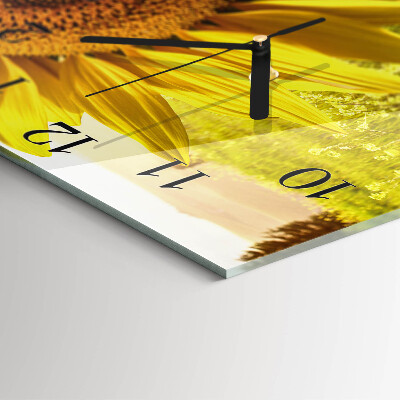 Quadratische wanduhr Sonnenblume