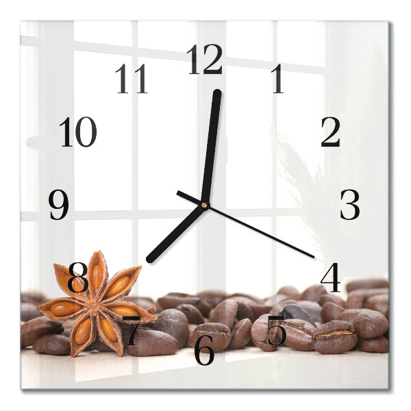 Quadratische wanduhr modern Kaffeebohnen
