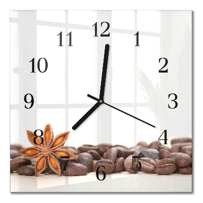 Quadratische wanduhr modern Kaffeebohnen