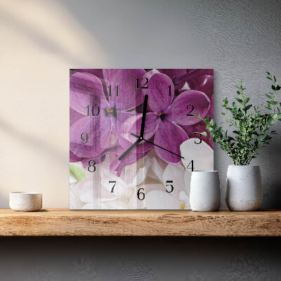 Quadratische wanduhr modern Blumen