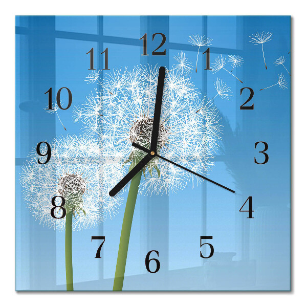 Quadratische wanduhr Löwenzahn