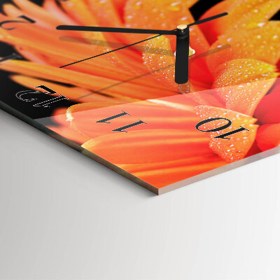 Glasuhr quadratisch Gerbera