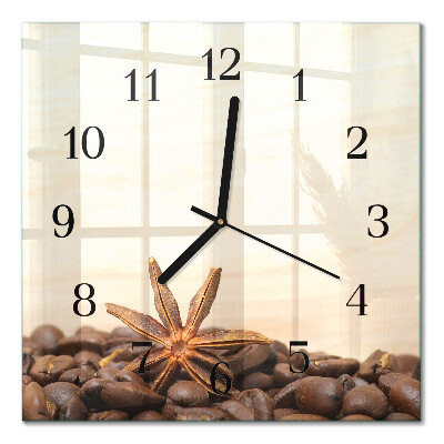 Quadratische wanduhr modern Kaffeebohnen