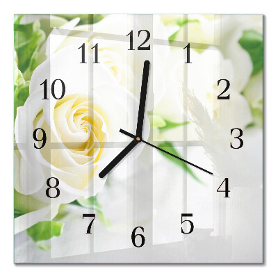Moderne wanduhr quadratisch Rosen