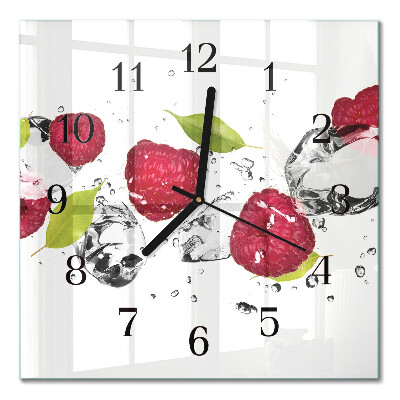 Wanduhr mit motiv quadratisch Himbeeren