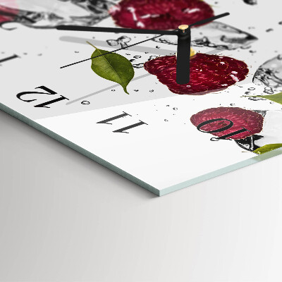 Wanduhr mit motiv quadratisch Himbeeren