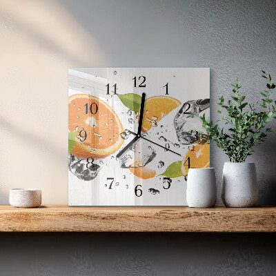 Glasuhr quadratisch Orangen