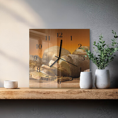 Wanduhr mit motiv quadratisch Brot