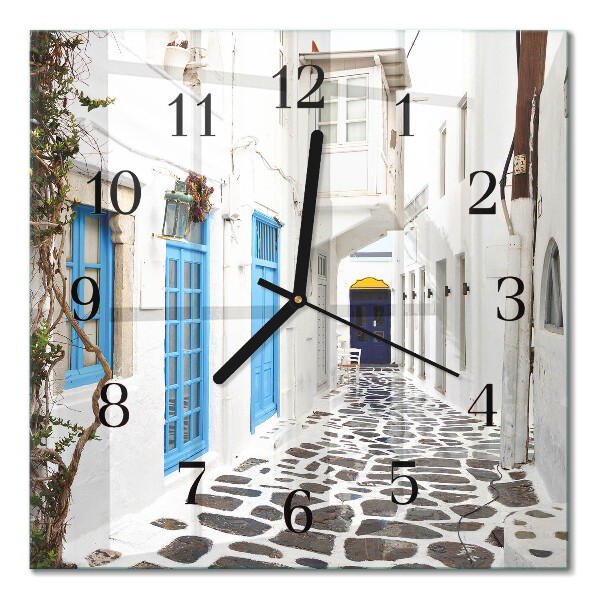 Quadratische wanduhr modern Santorini