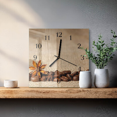 Moderne wanduhr quadratisch Kaffeebohnen