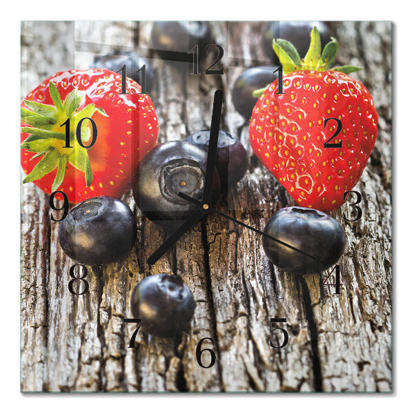 Glasuhr quadratisch Beeren