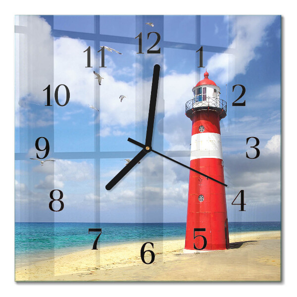 Quadratische wanduhr Leuchtturm