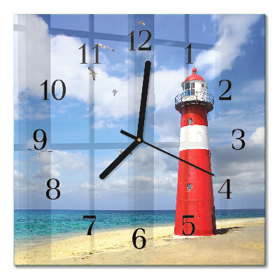 Quadratische wanduhr Leuchtturm