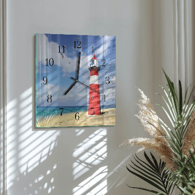 Quadratische wanduhr Leuchtturm