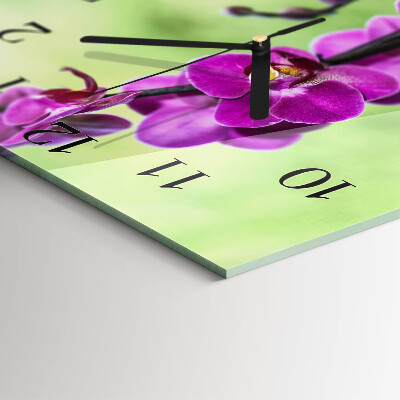 Moderne wanduhr quadratisch Orchidee