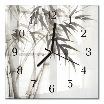 Glasuhr quadratisch Bambus