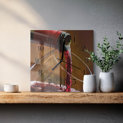 Quadratische wanduhr modern Wein