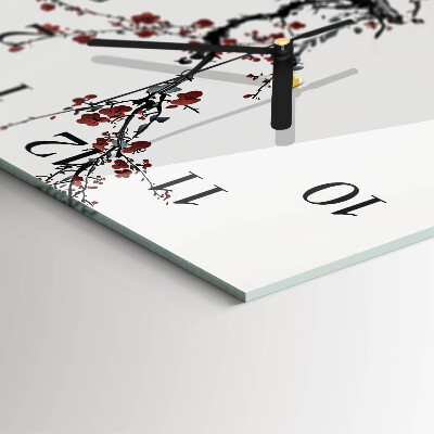 Quadratische wanduhr Blumen