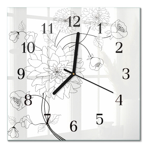 Moderne wanduhr quadratisch Blumen