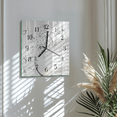 Moderne wanduhr quadratisch Blumen