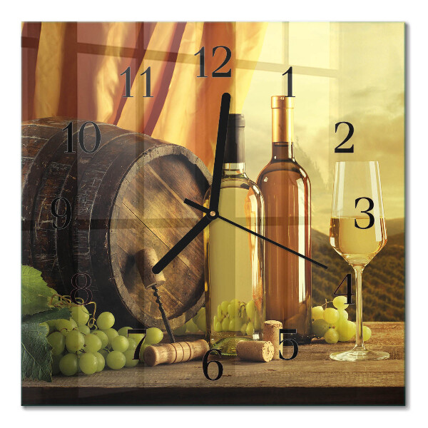 Wanduhr mit motiv quadratisch Ein Fass Wein