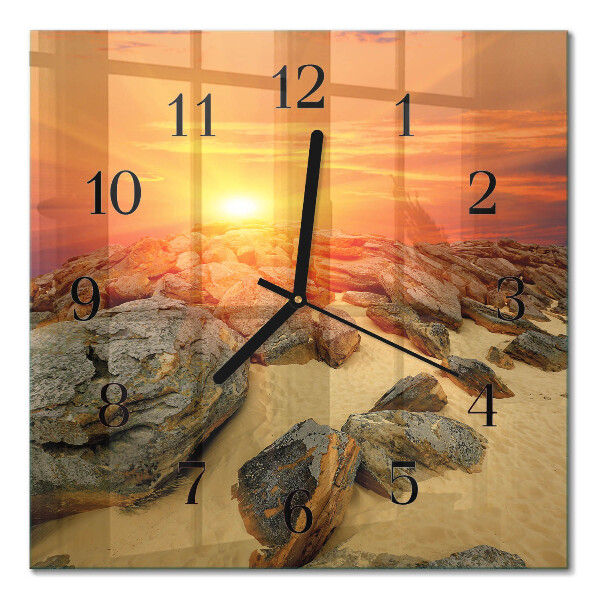 Quadratische wanduhr modern Sonnenuntergang
