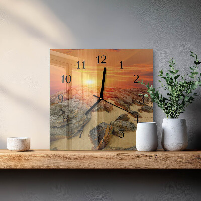 Quadratische wanduhr modern Sonnenuntergang