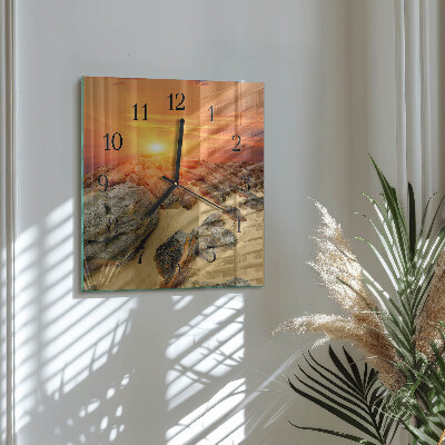 Quadratische wanduhr modern Sonnenuntergang