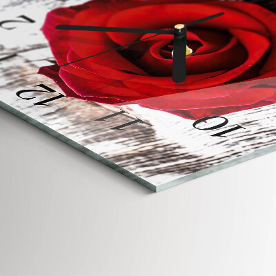 Glasuhr quadratisch Rose