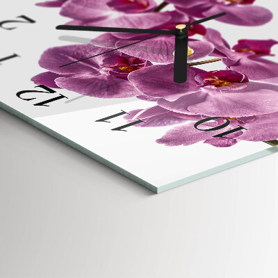 Glasuhr quadratisch Orchidee