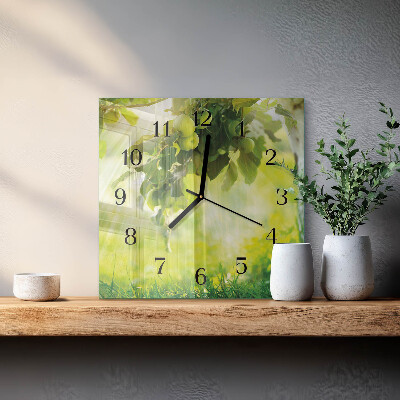 Moderne wanduhr quadratisch Apfelbaum