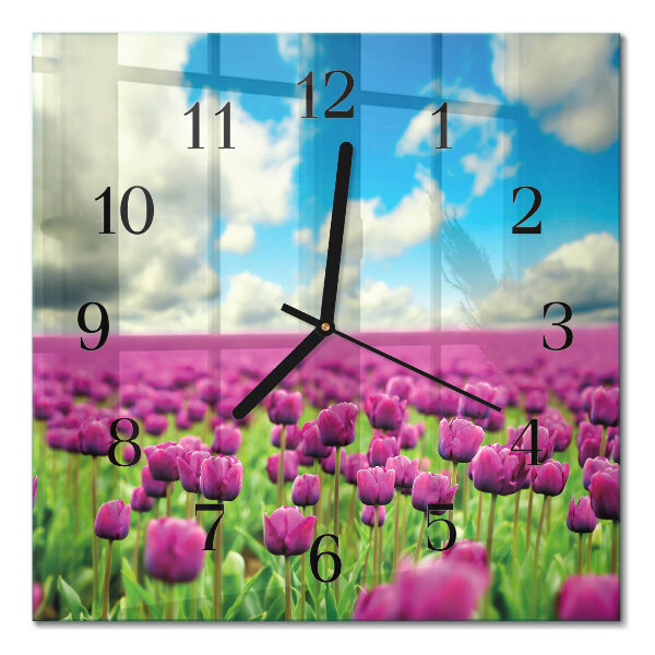 Quadratische wanduhr modern Tulpen