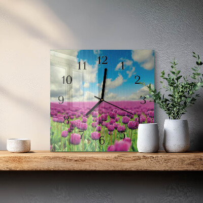 Quadratische wanduhr modern Tulpen