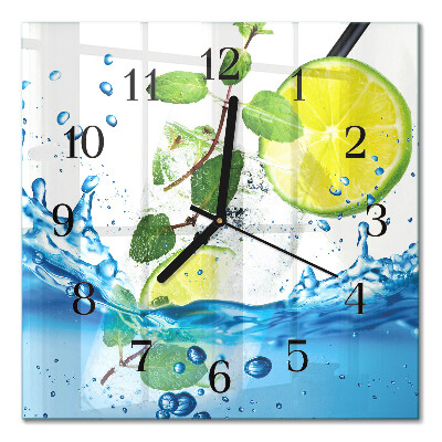 Glasuhr quadratisch Limette und Minze