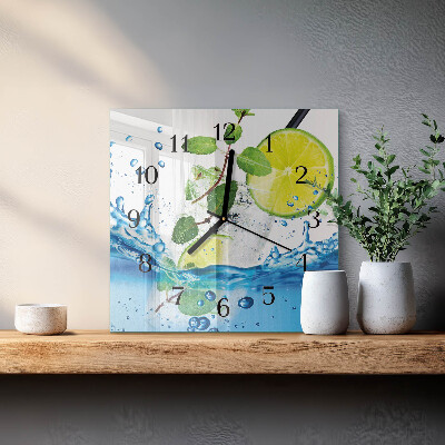 Glasuhr quadratisch Limette und Minze