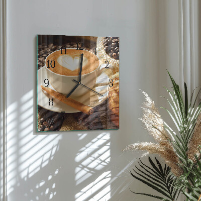 Quadratische wanduhr Kaffeeherz