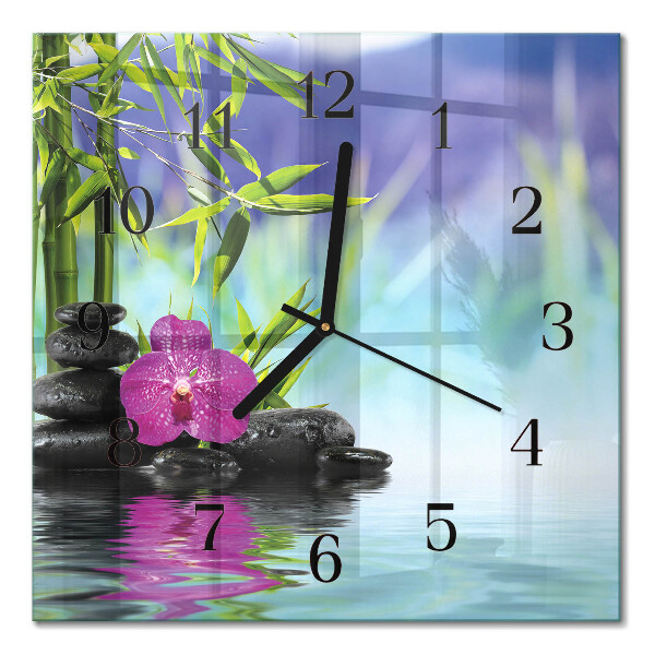 Moderne wanduhr quadratisch Orchideen-Spa