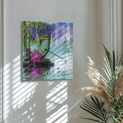 Moderne wanduhr quadratisch Orchideen-Spa