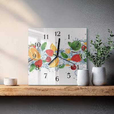 Quadratische wanduhr modern Obst