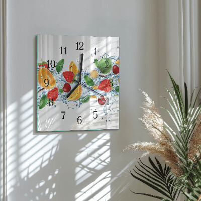 Quadratische wanduhr modern Obst