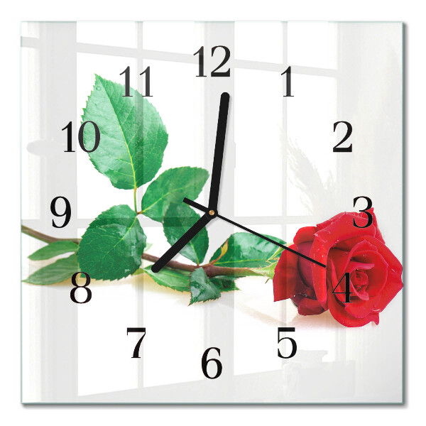 Glasuhr quadratisch Rose