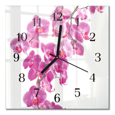 Quadratische wanduhr Orchidee