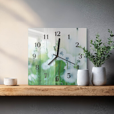 Quadratische wanduhr modern Wiese